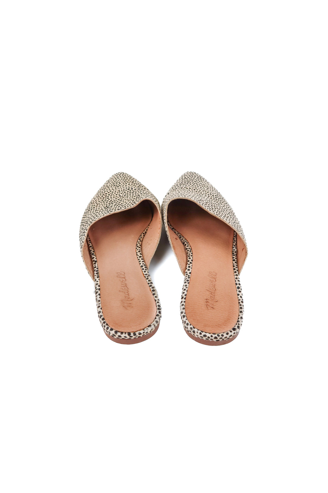 madewell spotted fur slip ons (8.5; retail $98)