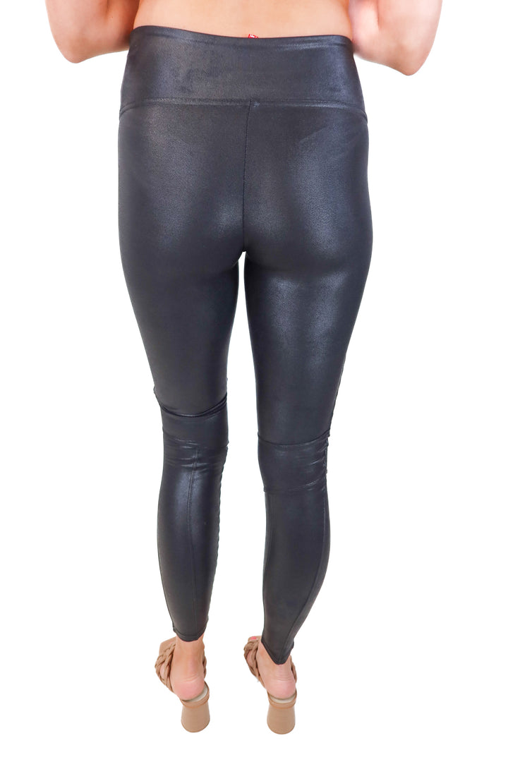Spanx Black Faux Leather Moto High Waist Leggings (S)