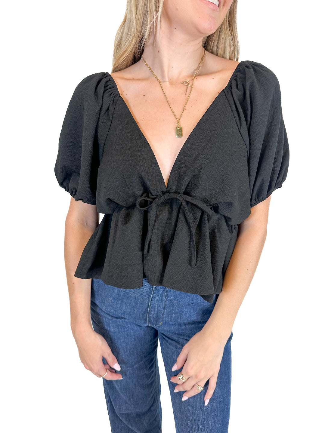 Remidoo Black Flutter Sleeve Top NWT (S)