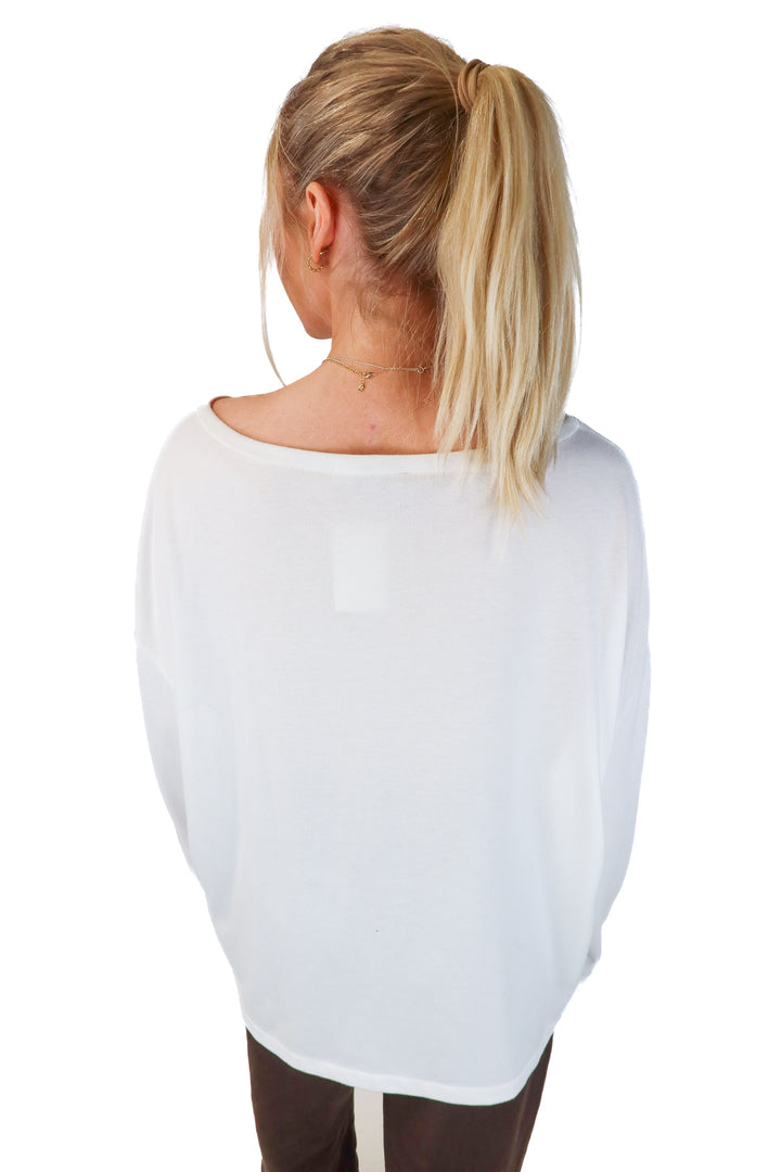 all saints white oversized long sleeve (xs; retail $79)