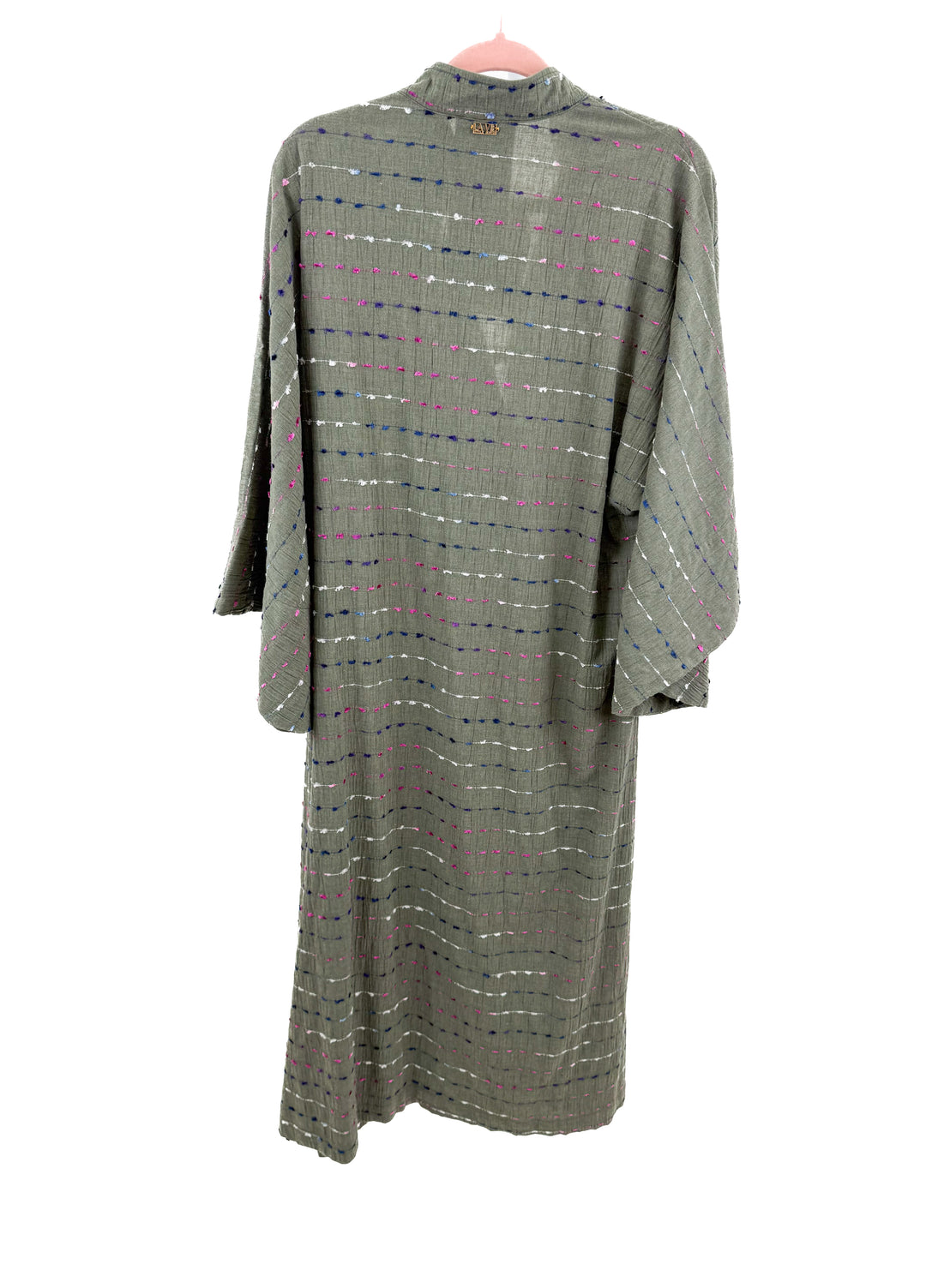 la vie style house pine green tassel caftan NWT (OS: retail $750)