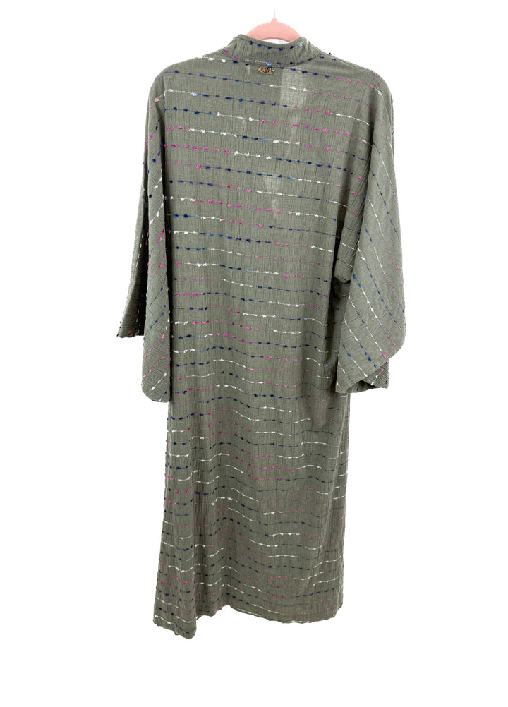 la vie style house pine green tassel caftan NWT (OS: retail $750)