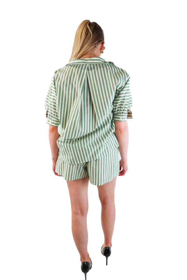 Sundays Green and White Striped Set (M; retails for $362)