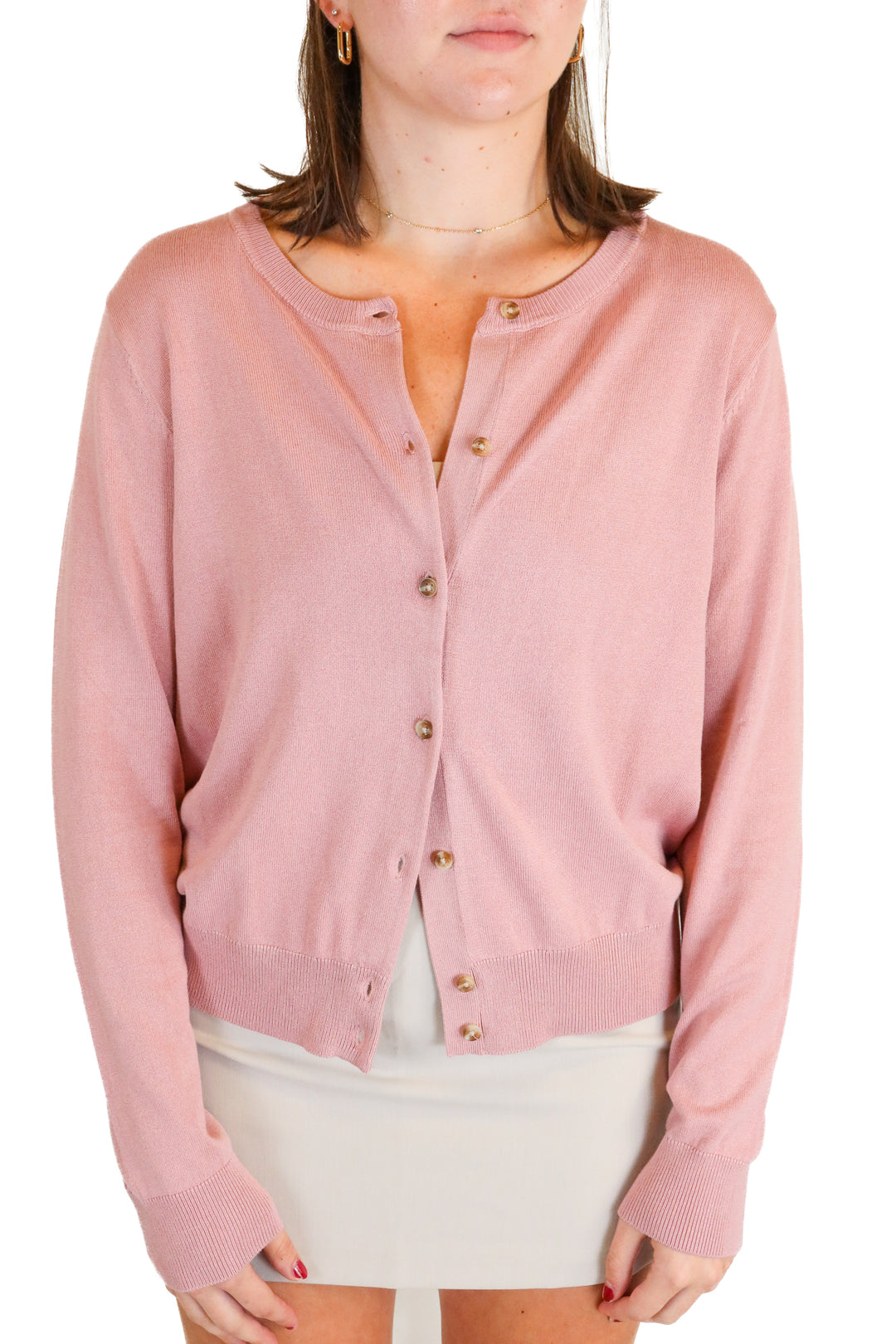 H&M Dusty Pink Classic Cardigan (L)