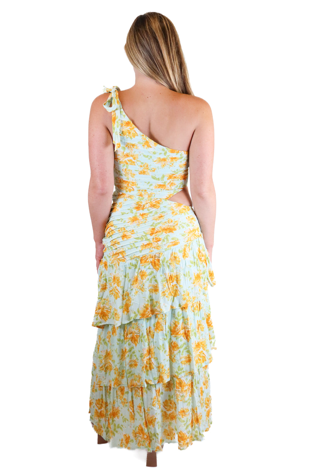Hello Molly blue/yellow/green floral midi dress NWT (S)