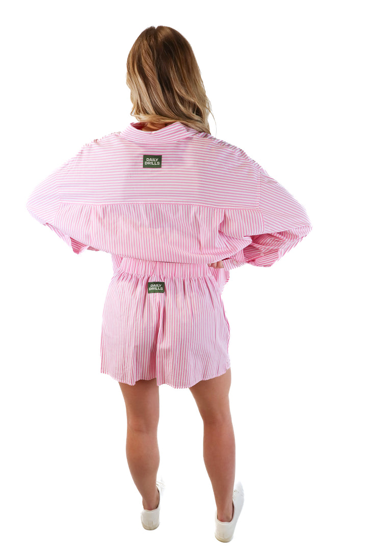 Daily Drills Pink and White Striped Set (M/L; retail $165)