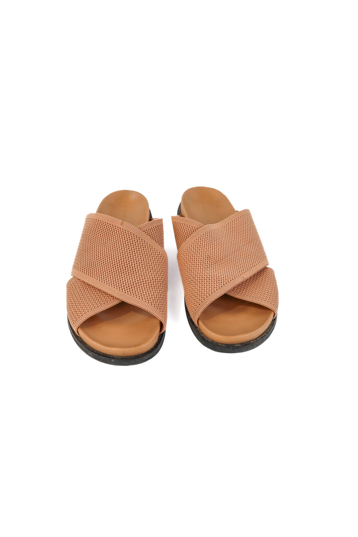 Everlane tan knit sandals (10; retail $148)