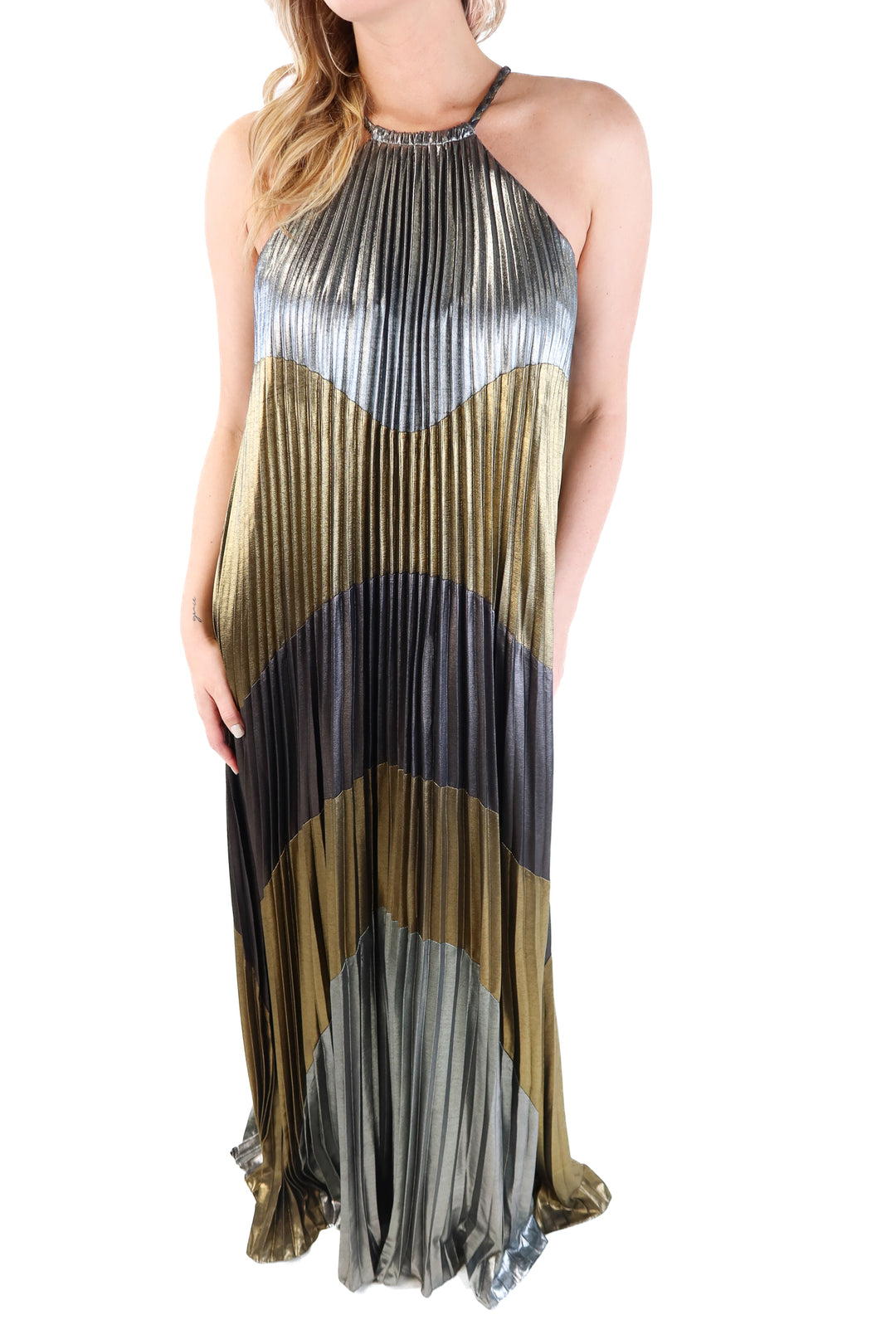 BCBG Metallic Maxi Dress (S; retail $498)