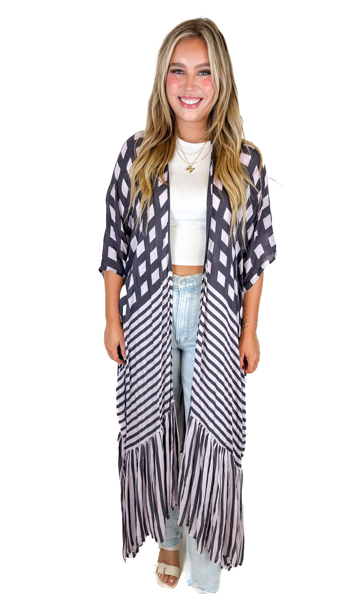 Free People Checker and Striped Caftan (O/S)