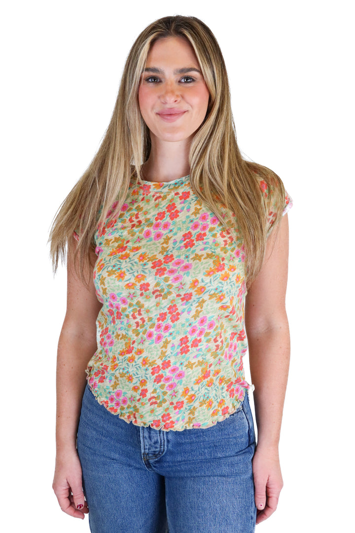 Natural Life green/pink/orange floral top NWT (S)