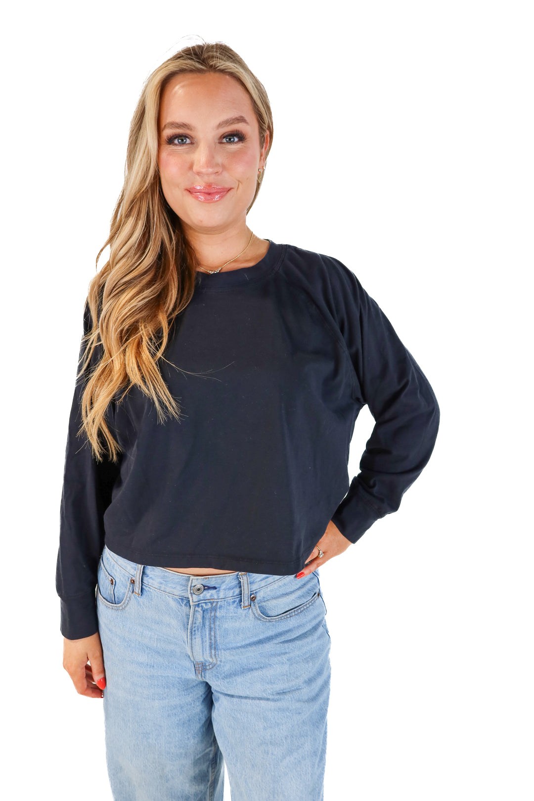 YPB black long sleeve top (L)