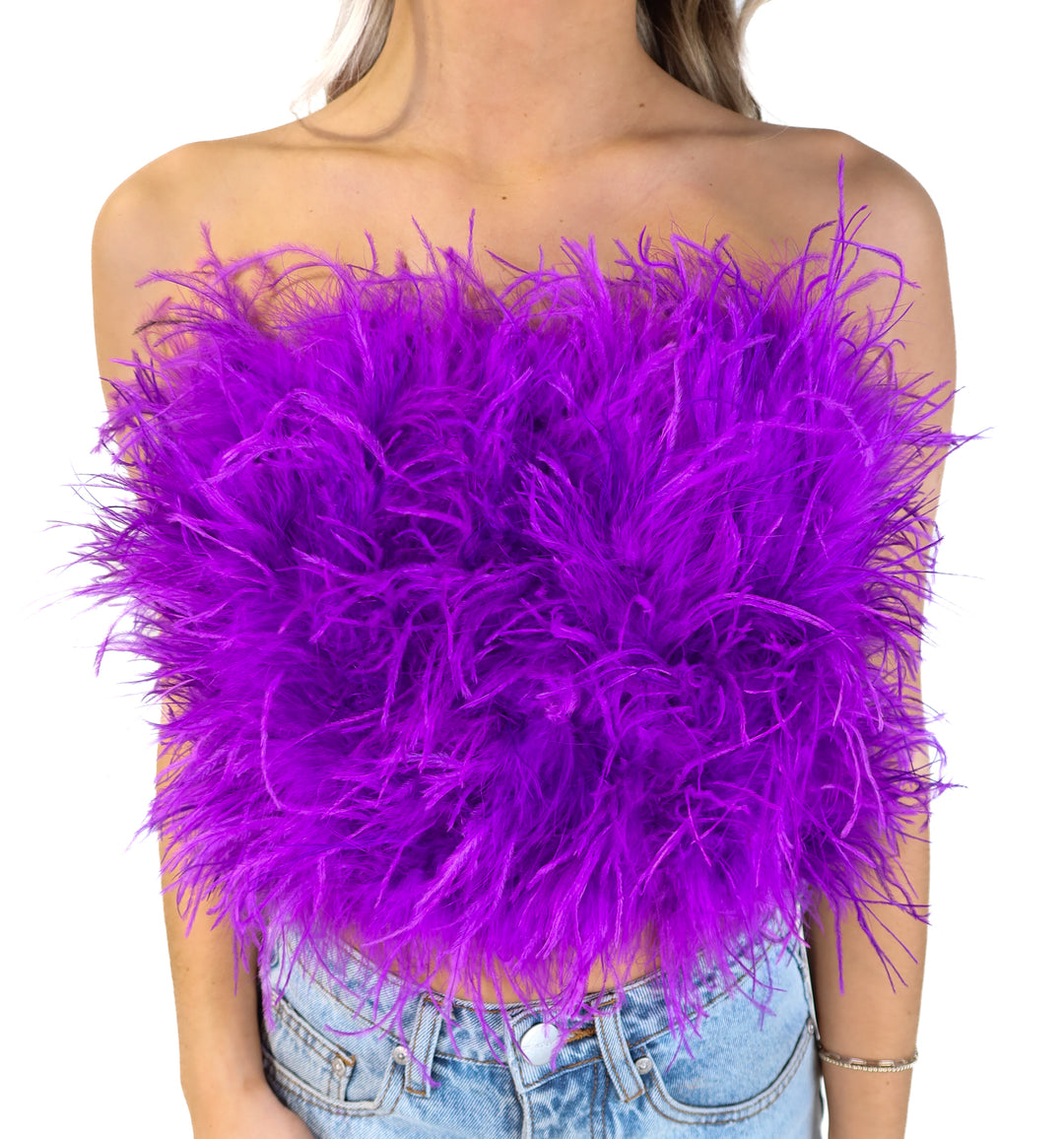 Buddy love purple feather tube top NWT (s; retail $72)