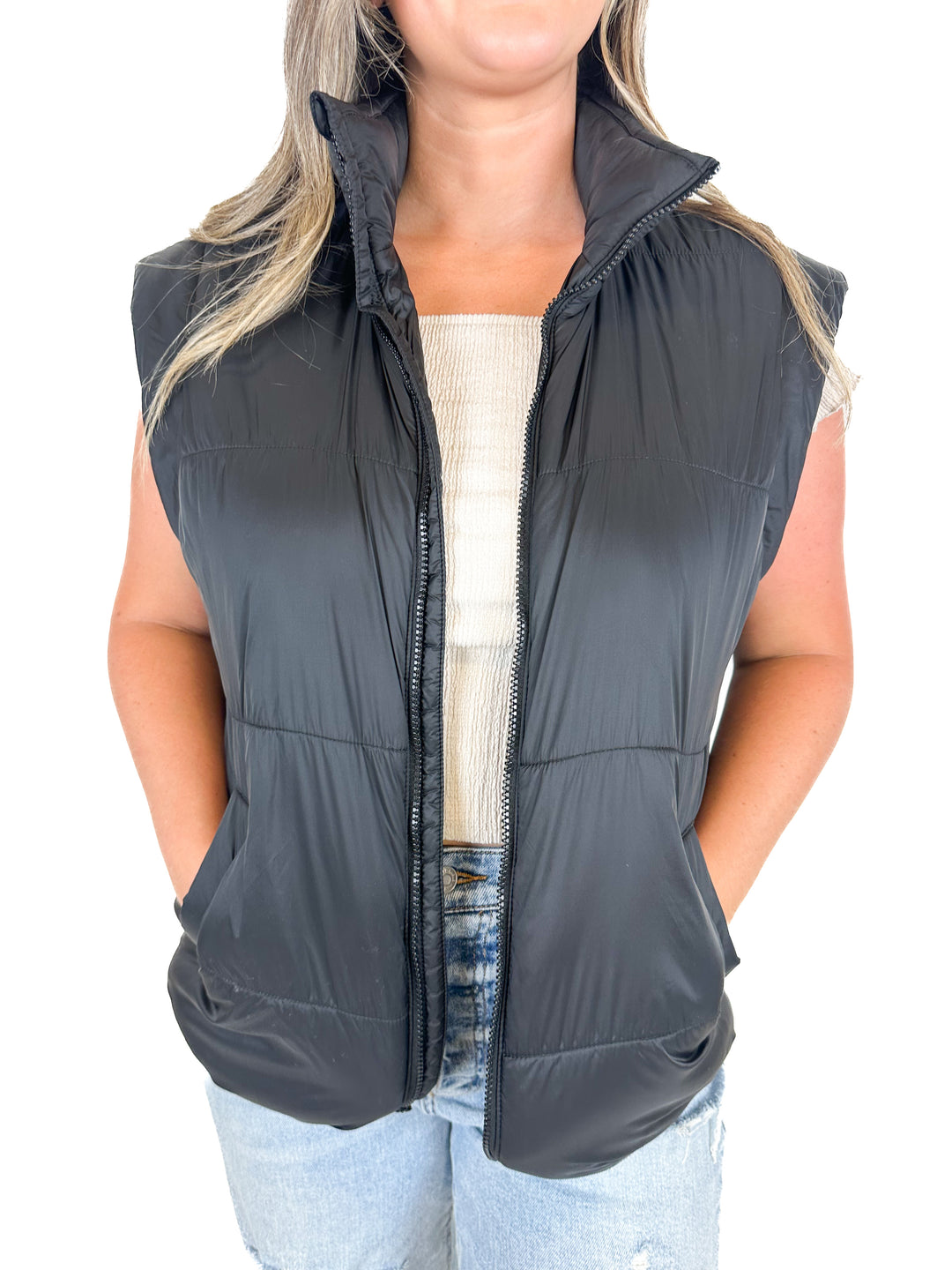 DSG Oversized Black Puffer Vest (XS/S)
