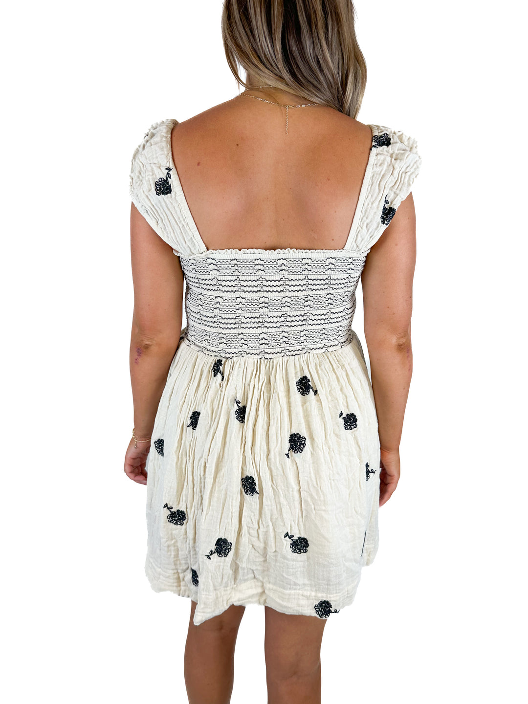 Free People Embroidered Cap-Sleeve Minidress (M)
