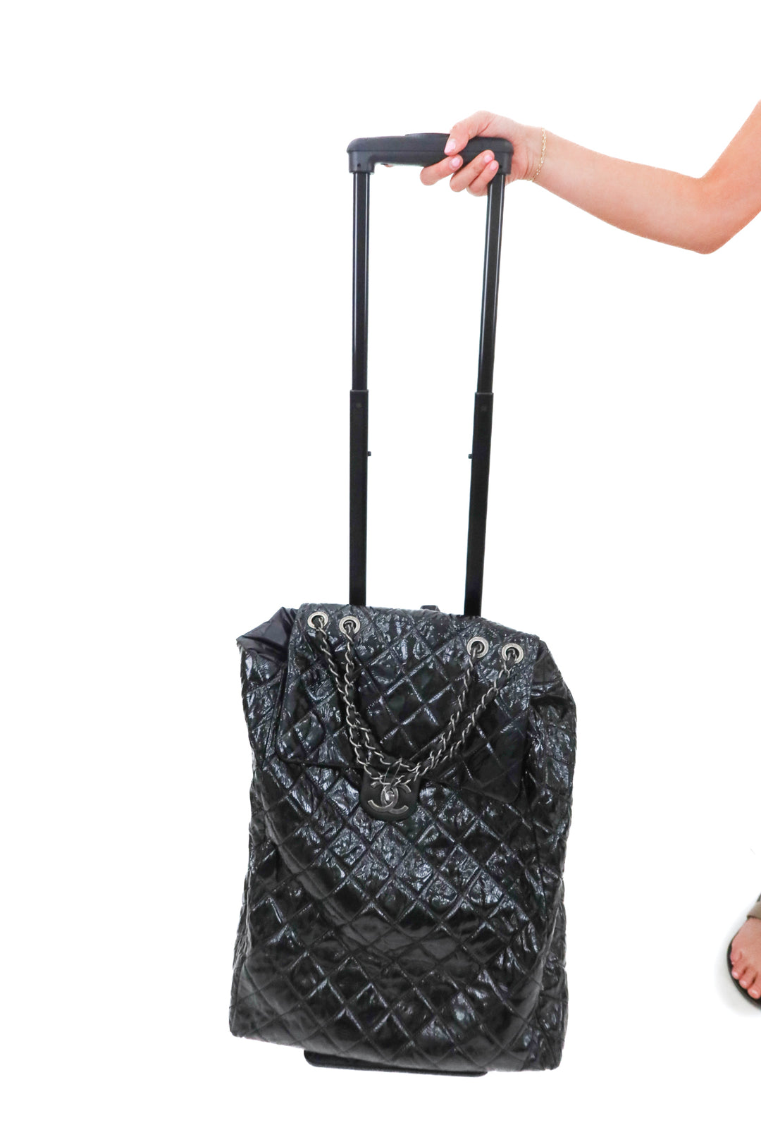 Chanel Patent Quilted Grocery Shopping Trolley Bag