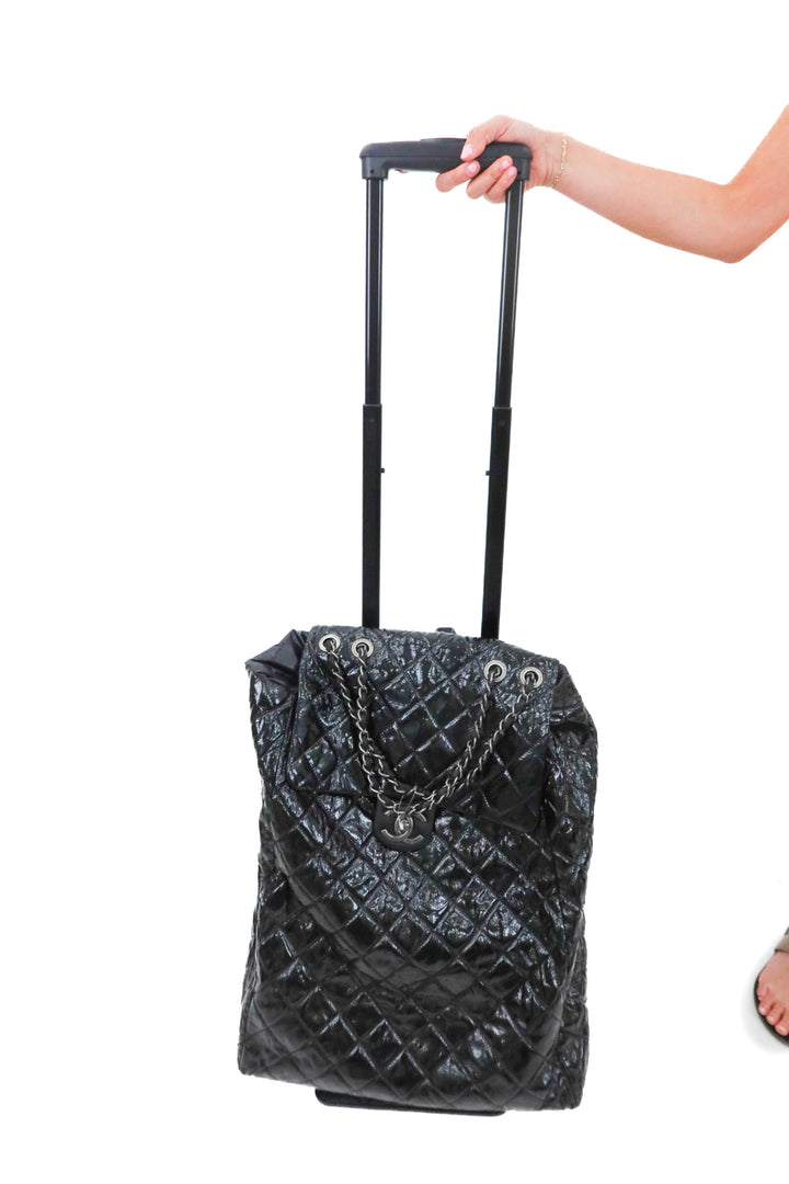 Chanel Patent Quilted Grocery Shopping Trolley Bag