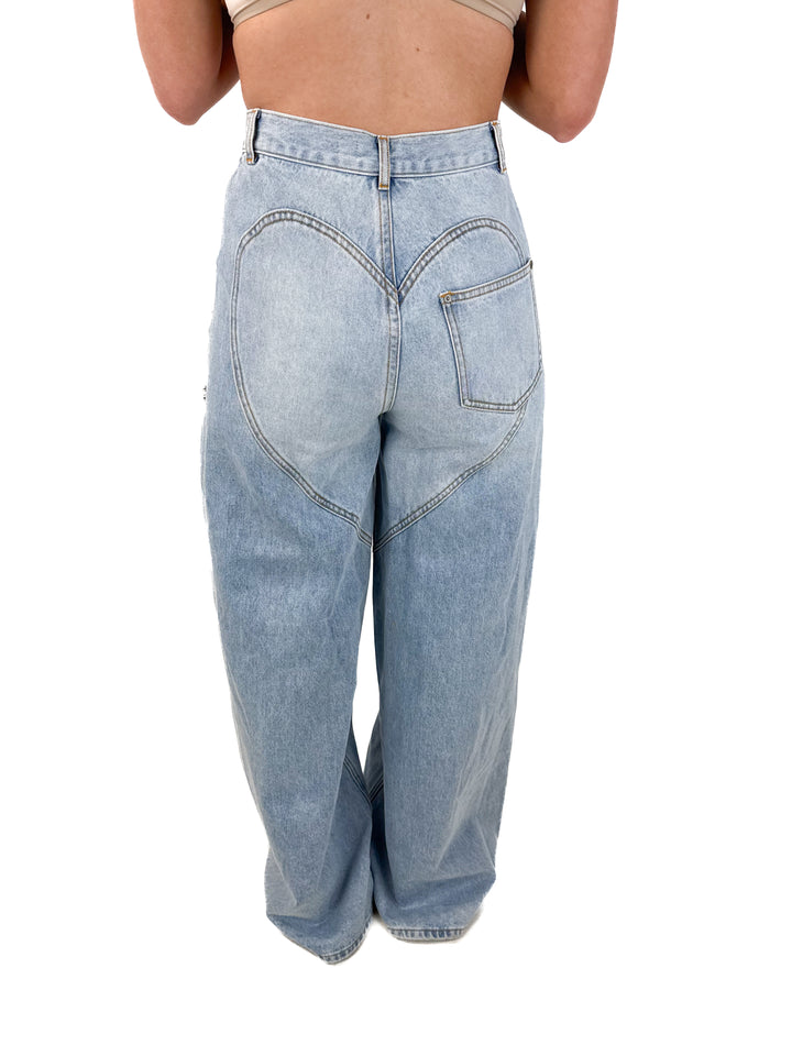 SOLD Area wide leg crystal slit jean NWT (27; retail $795)