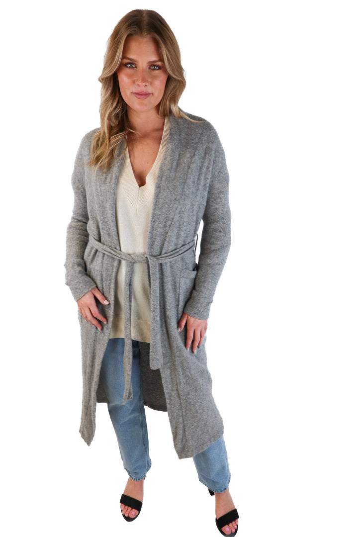 White + Warren Grey Cashmere Cardigan (S; retail $595)