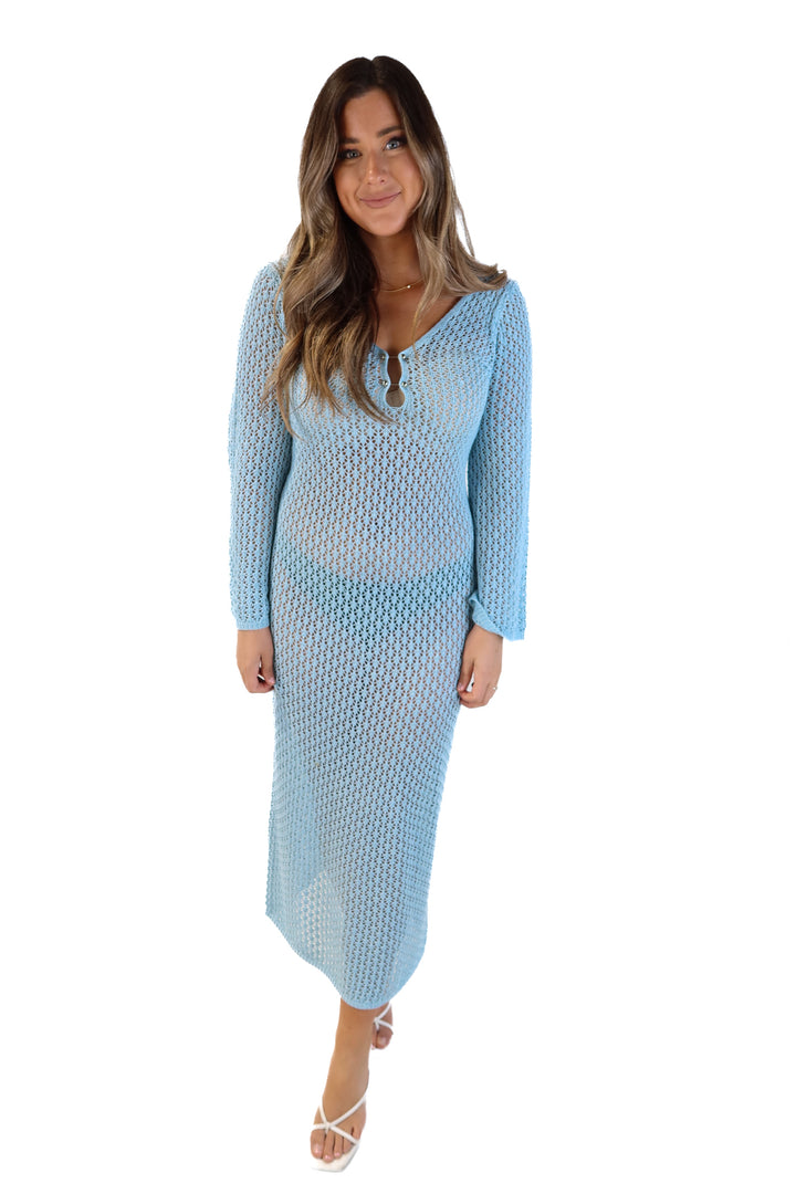 Blue crotchet cover up (m)