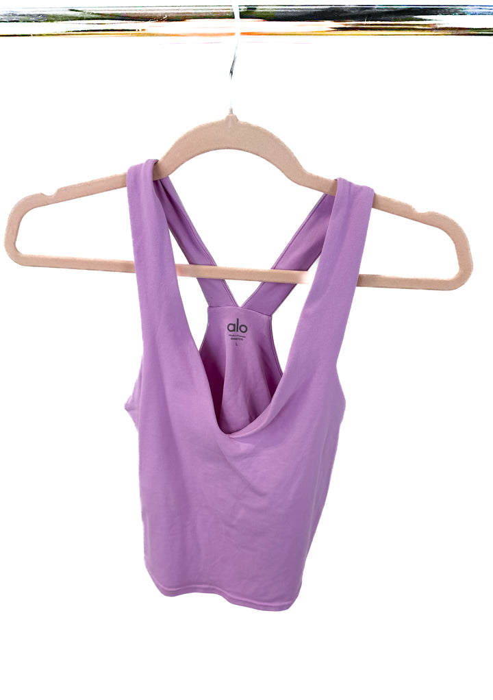 alo purple v neck tank (L)
