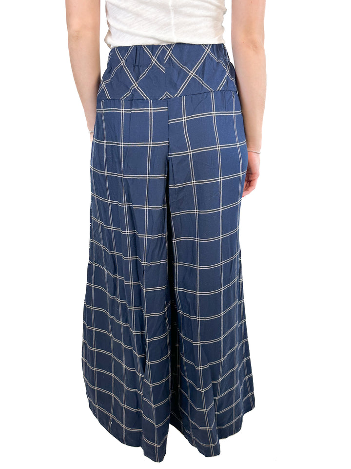 Free People Navy Plaid Pants NWT (XS)