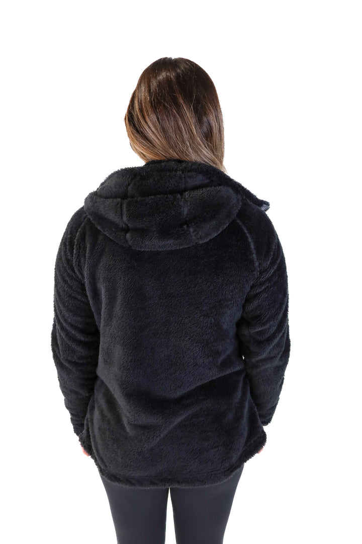 Kuhl black furry zip up jacket (L; retail $189)