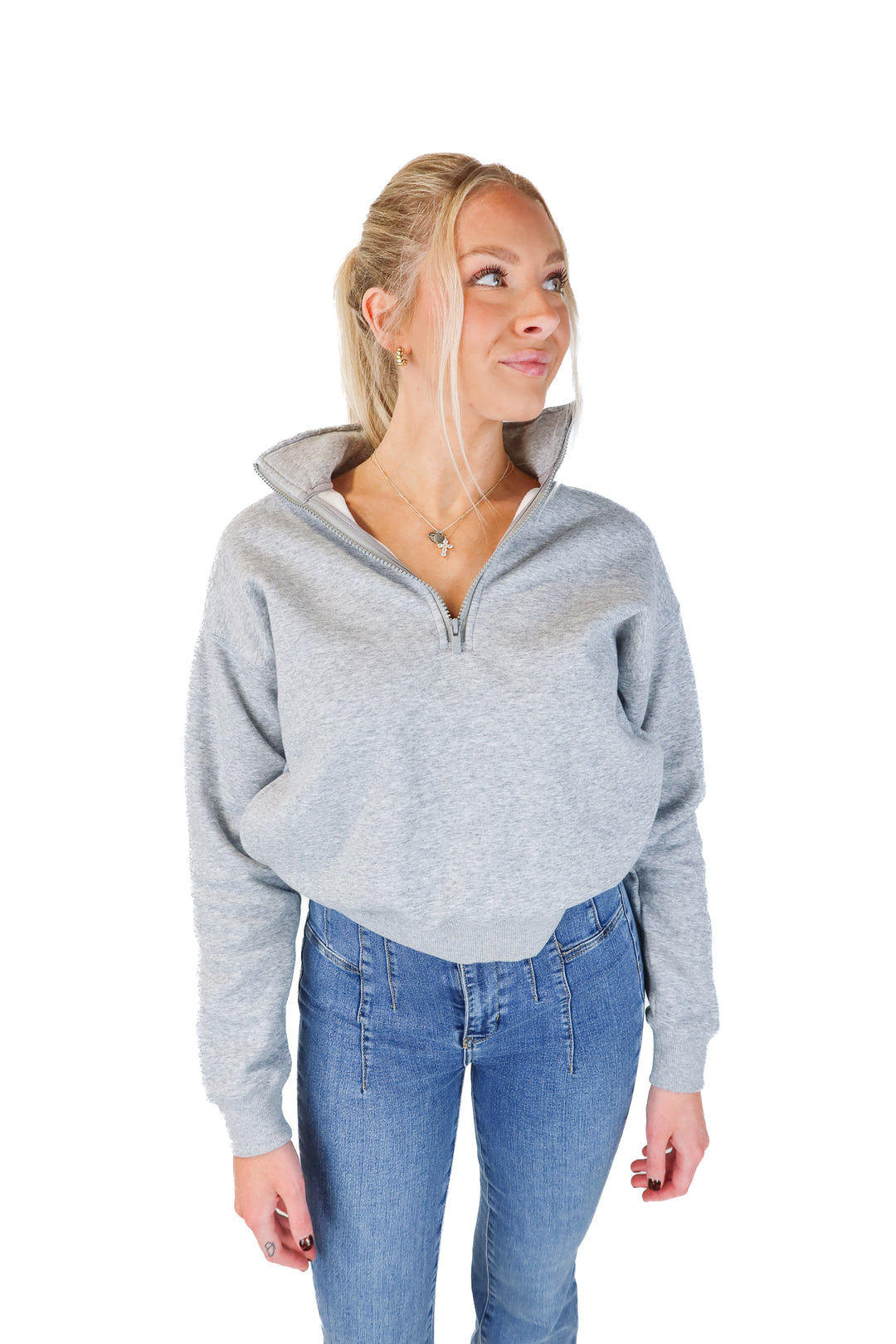 fabletics grey quarter zip (s)