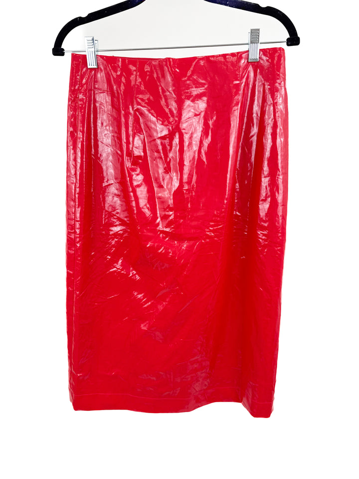 J.Crew Collection wrap skirt in laminated linen (4; retail $228)