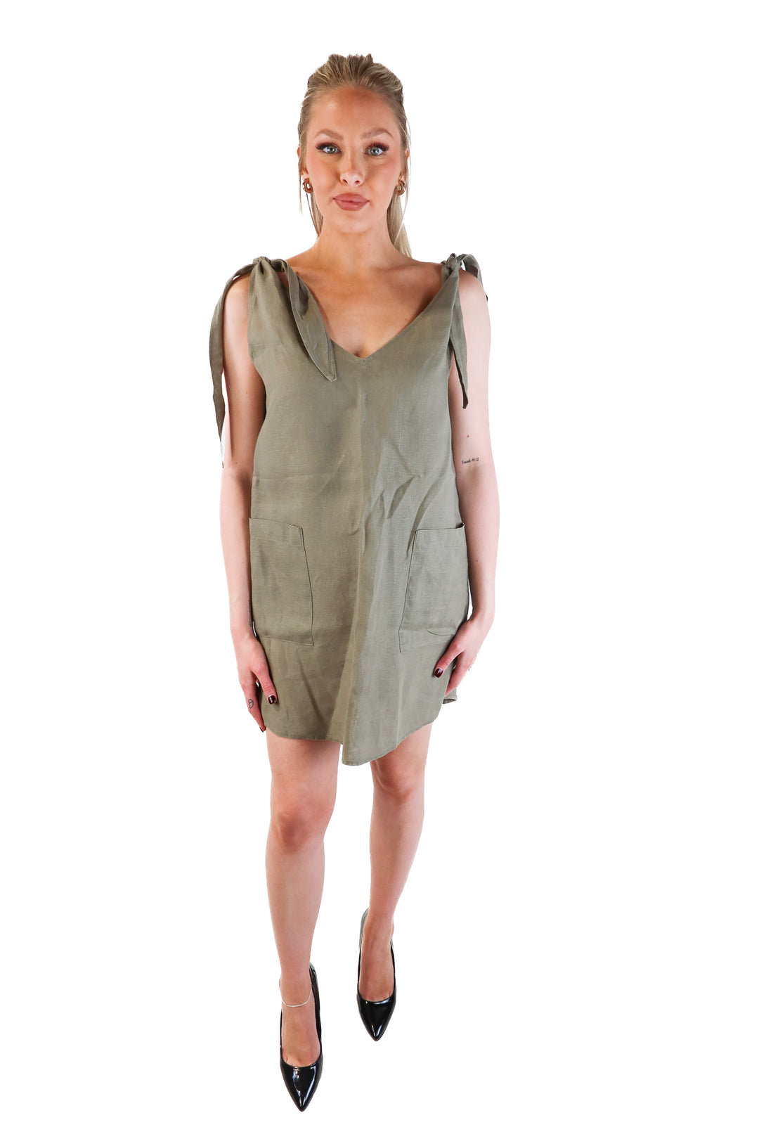 Lilya Sage Linen Dress (M)