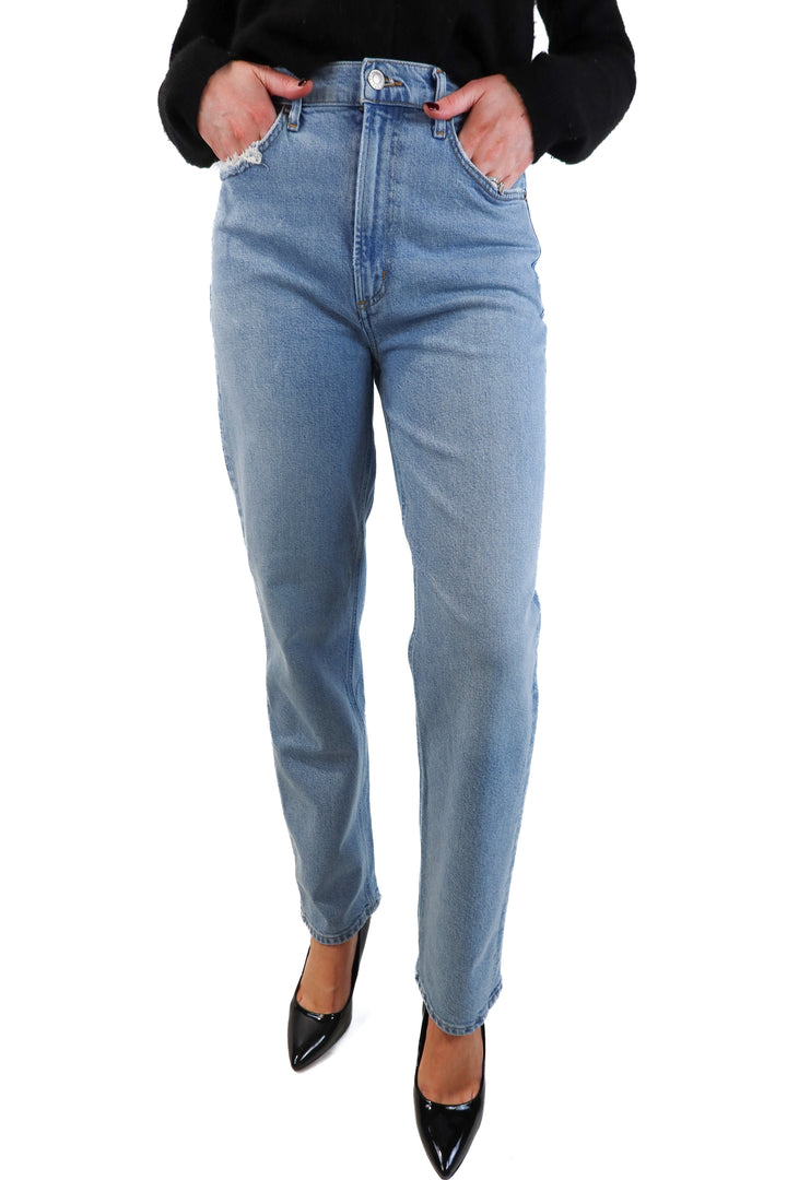 Agolde Light Wash Straight Leg Jeans (27; retail $240)