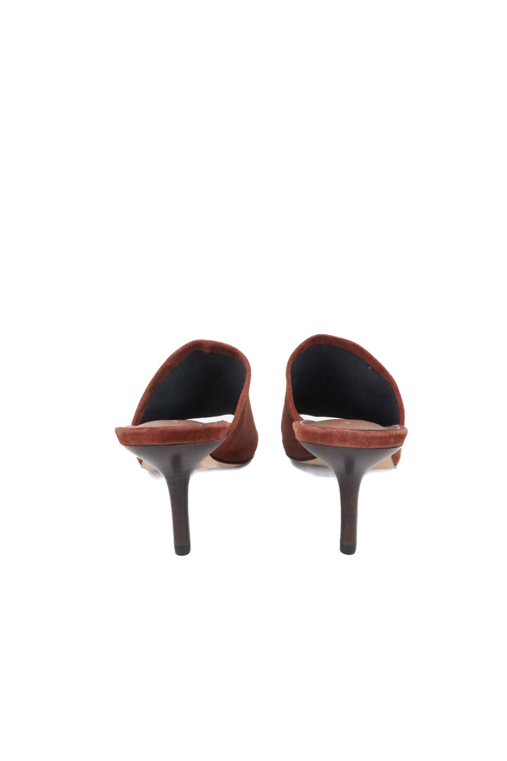 anthropologie dark brown suede heels (40; retail $168)