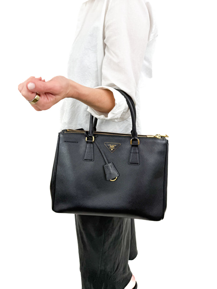 Prada Galleria Black Saffiano Large Leather Two Way Tote (retail $5,500)