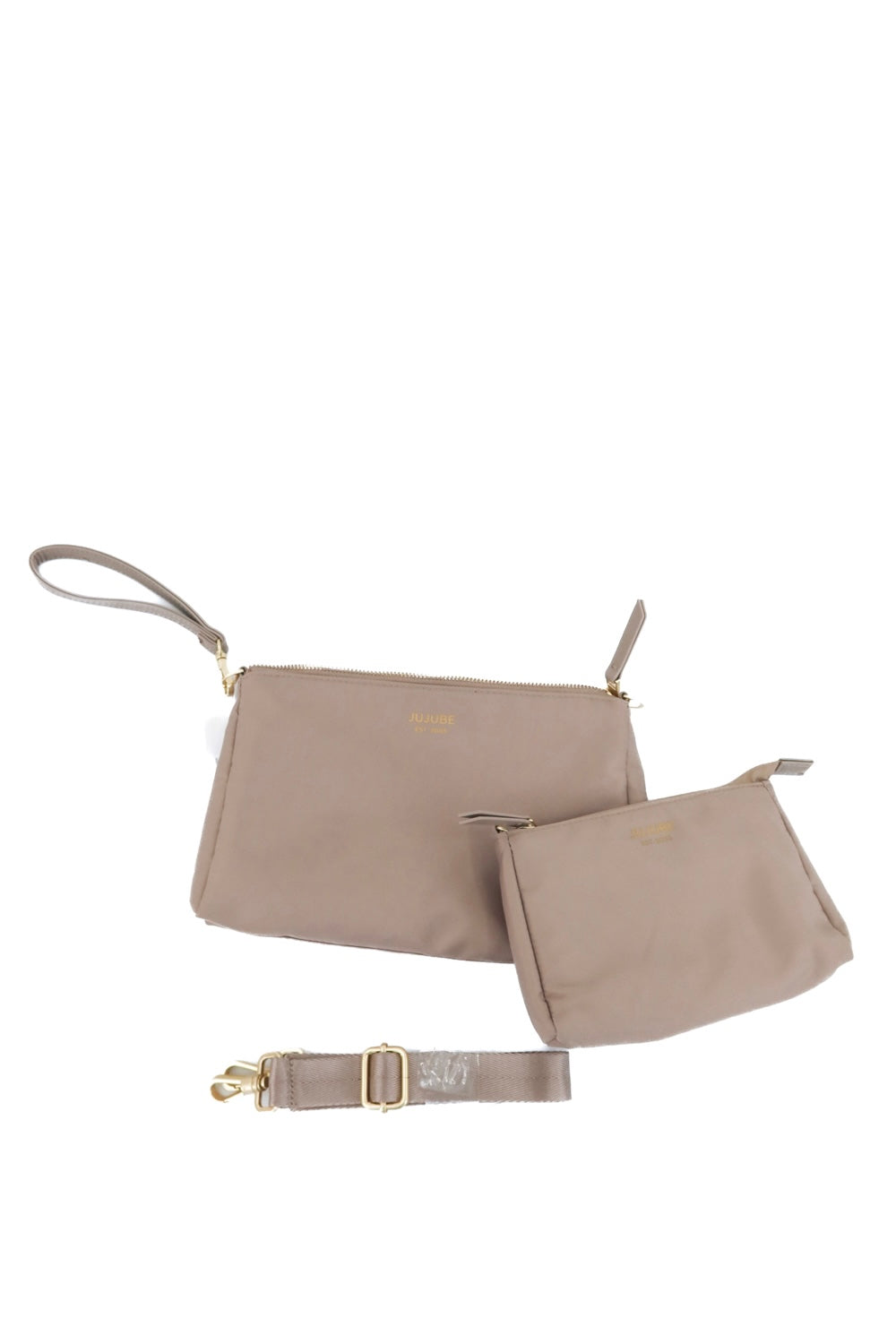 jujube taupe nylon wristlet set (retail $65)