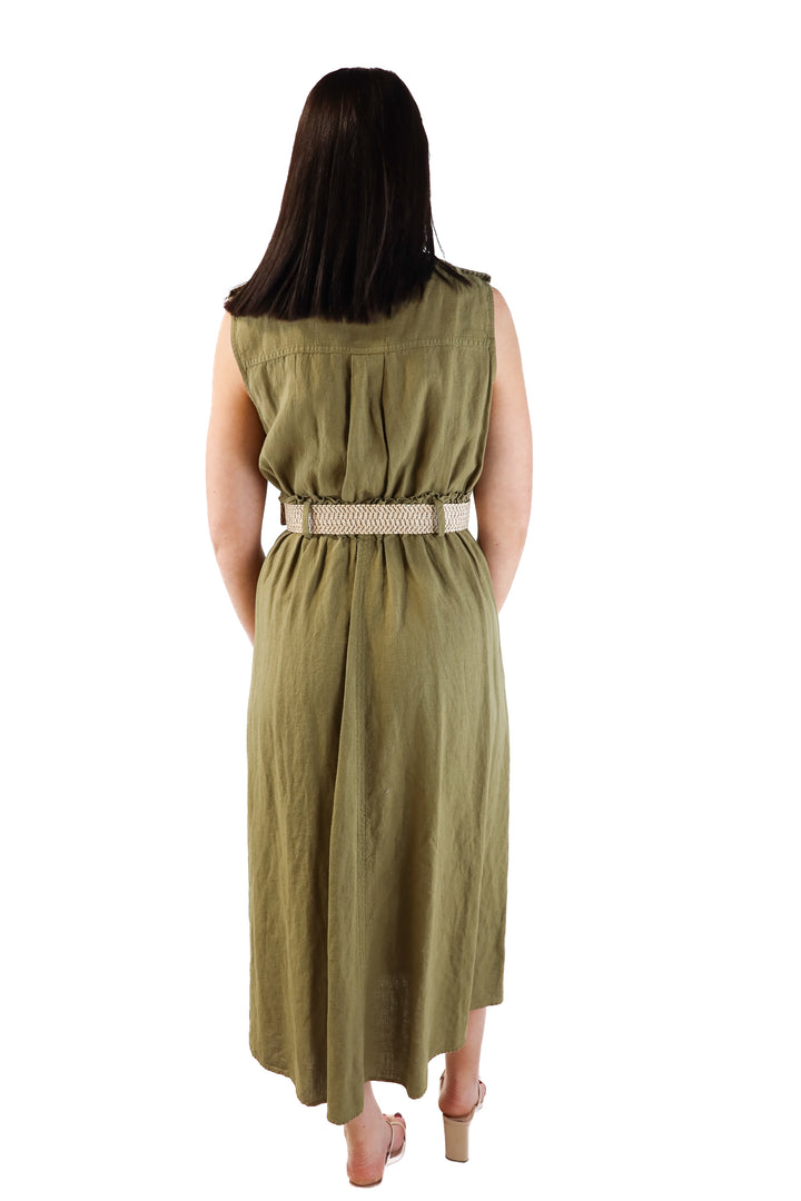 Zara Olive Green Linen Dress NWT (s; retail $69.90)