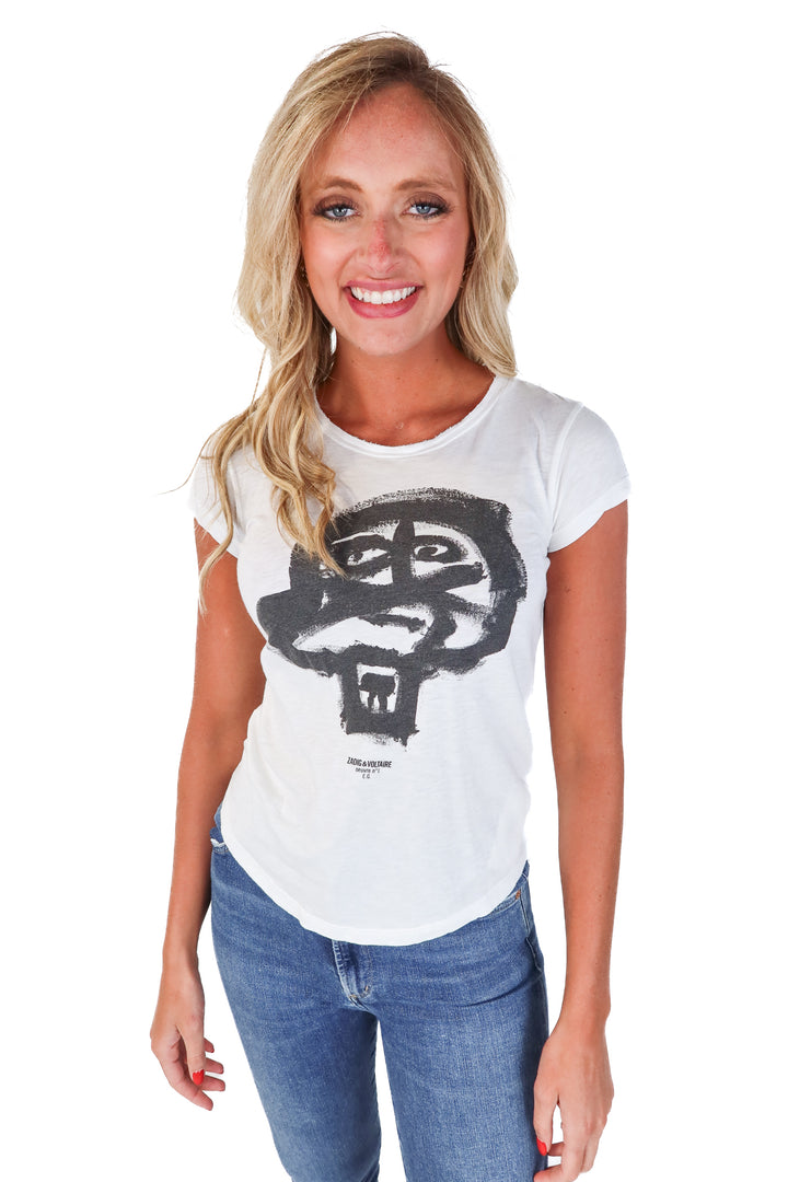 Zadig & Voltaire White/Black Graphic Tee (S)