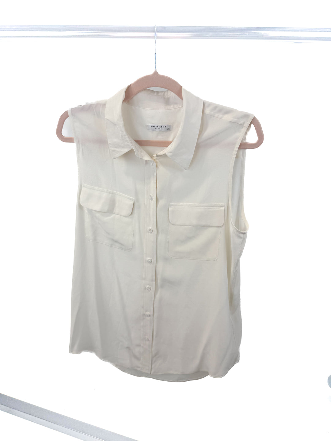 equipment silk cream sleeveless blouse (m; retail $170)