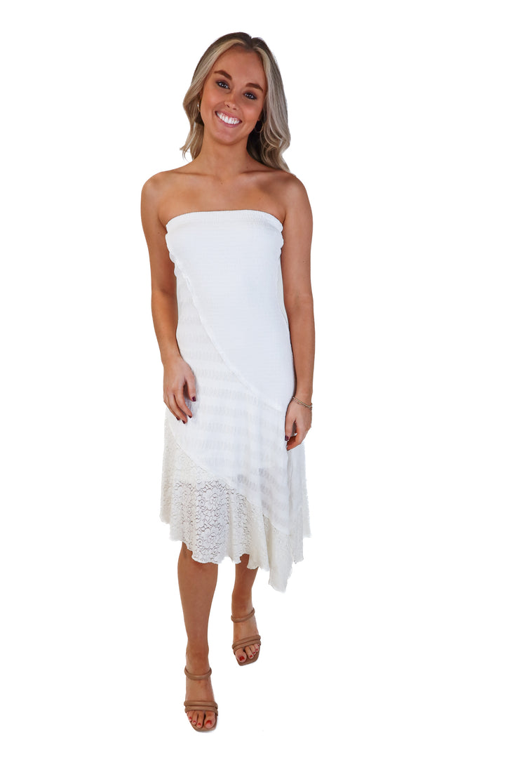 12th tribe white strapless asymmetrical dress (s; retail $68)