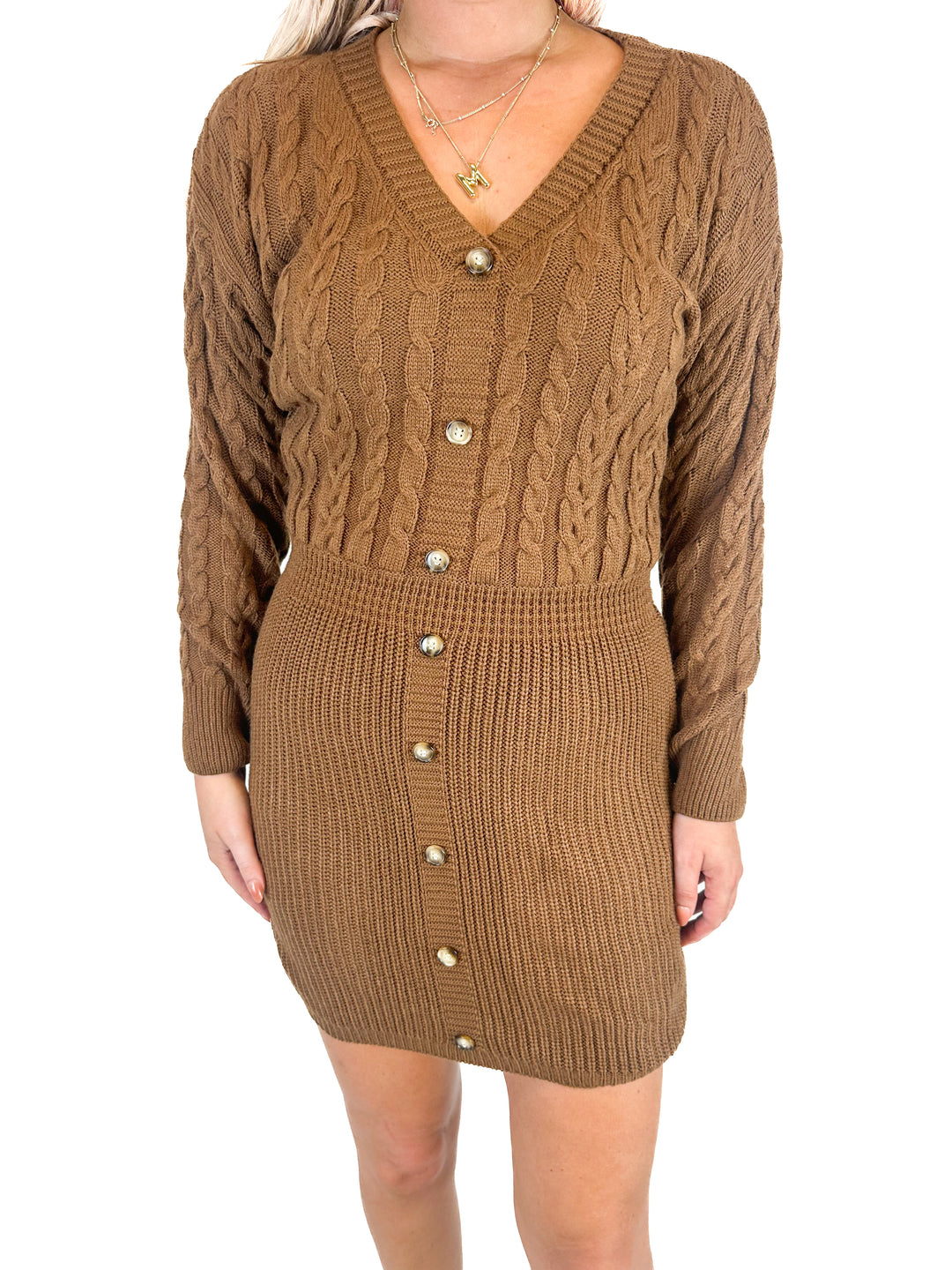 Brown Cable Knit Dress (M)