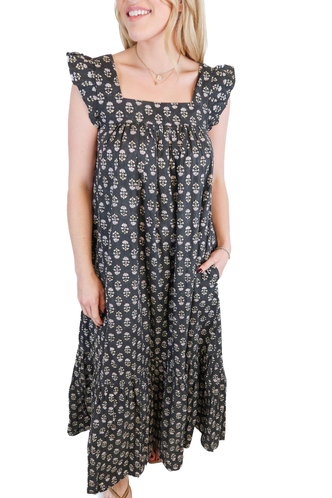 Christy Dawn Faded Black Floral Cotton Maxi Dress (S; retail $198)