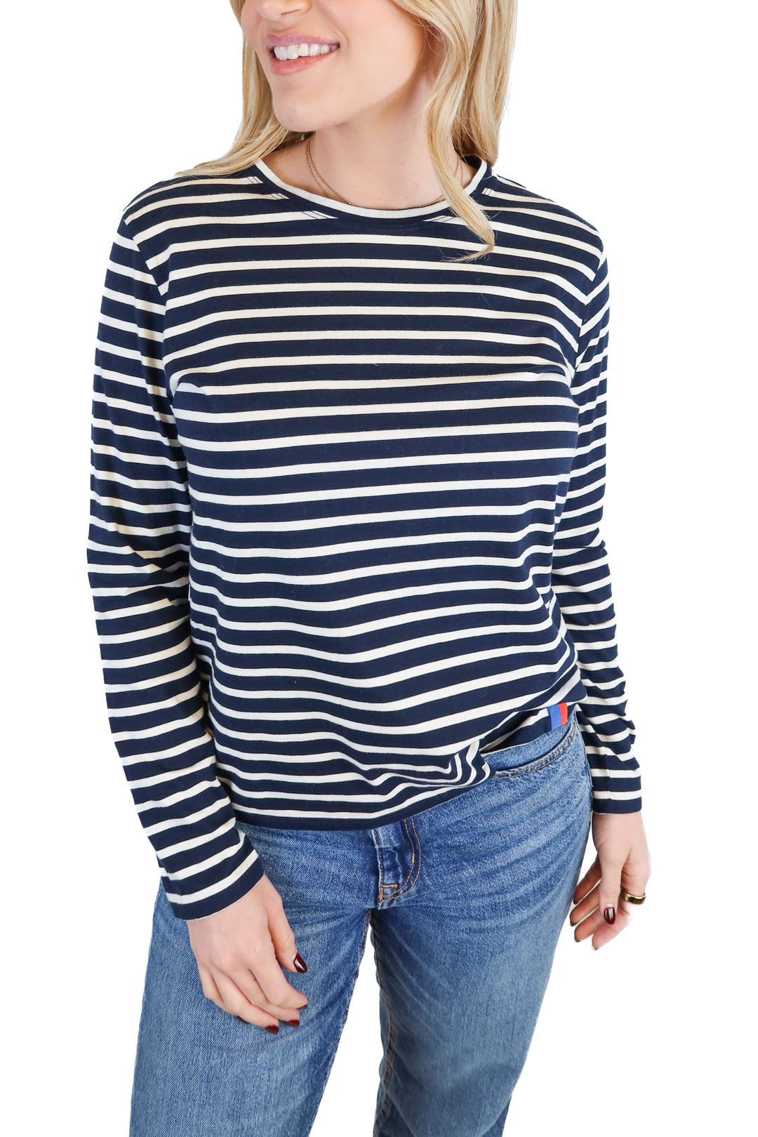Kule navy/white striped long sleeve top NWT (S; retails for $98)