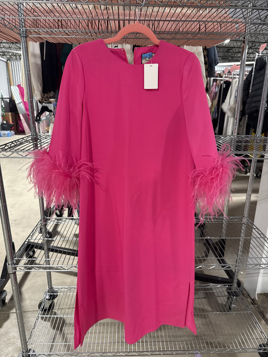 Tuckernuck pink feather midi dress (S; retail $298)