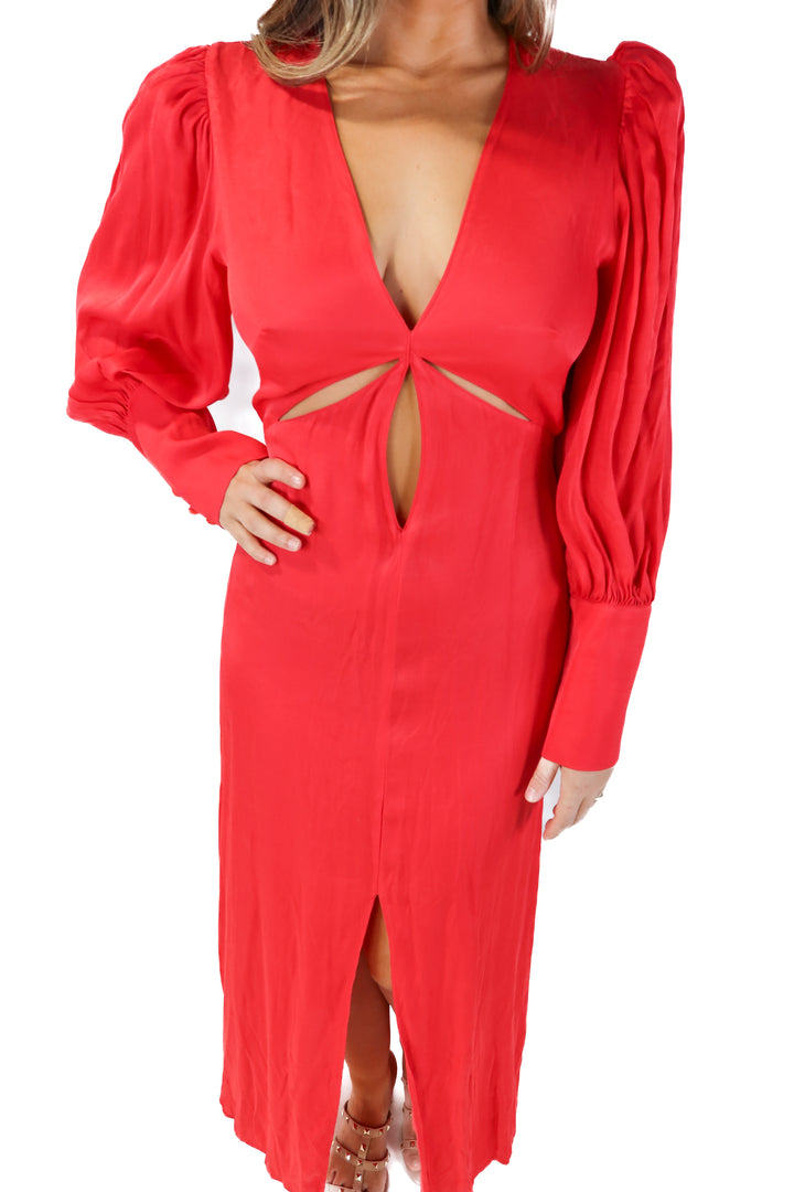 Farm Rio Red Midi Dress (M; retails for $360)