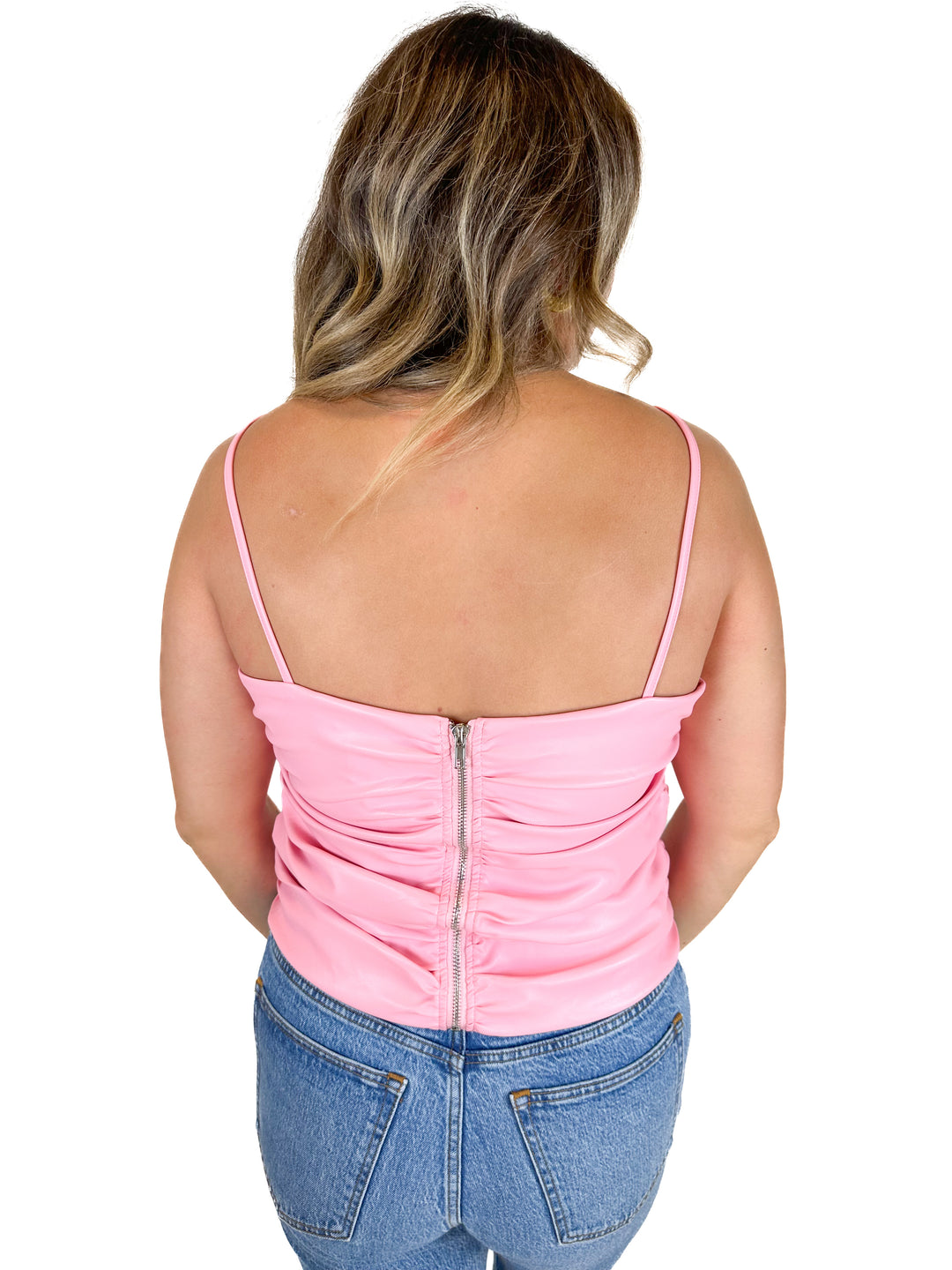 Buddy Love Pink Vegan Leather Tank Top (L)