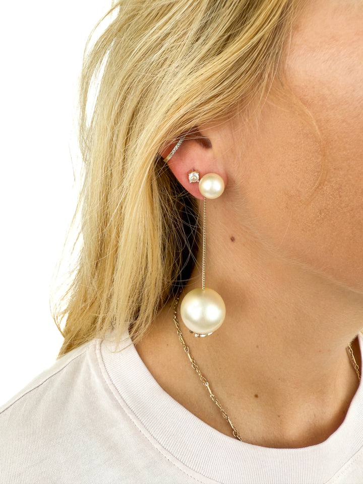chanel Resin Pearl CC Chain Drop Earrings