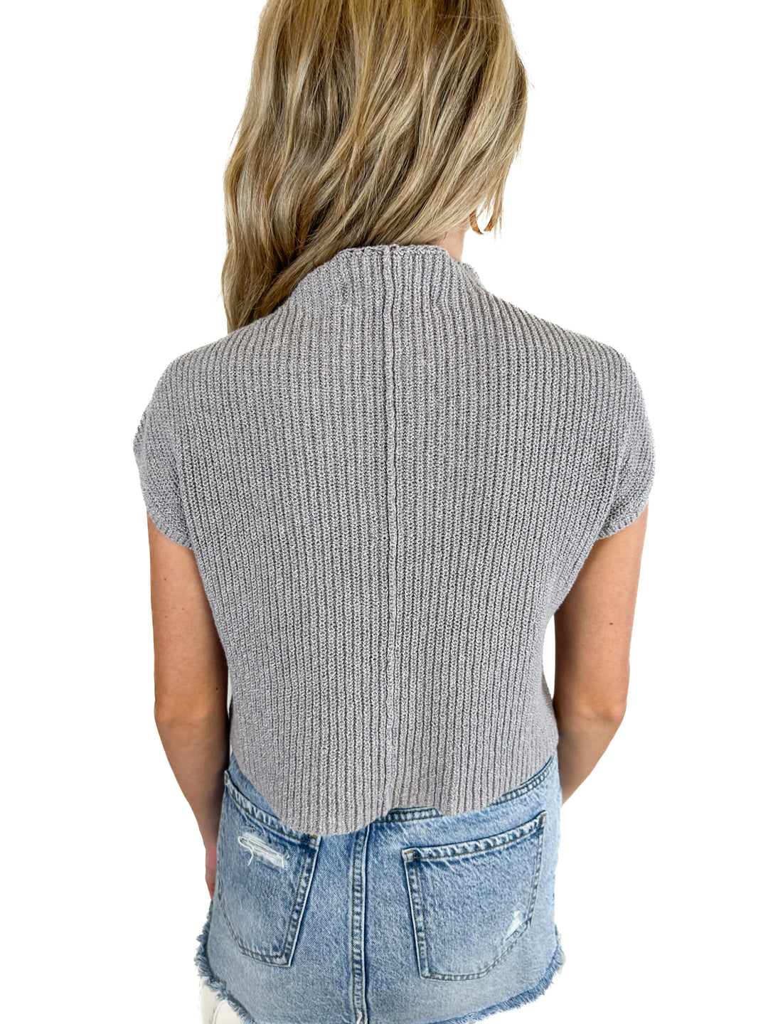 Free People Grey Sleeveless Sweater (XS)