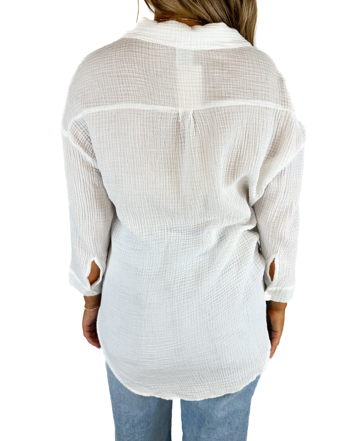 Kona Sol Cotton Button Front Top (M)