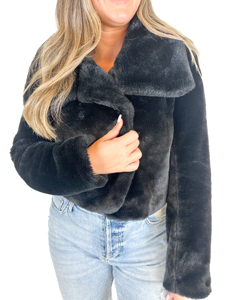 Miami Black Faux Fur Jacket (S)