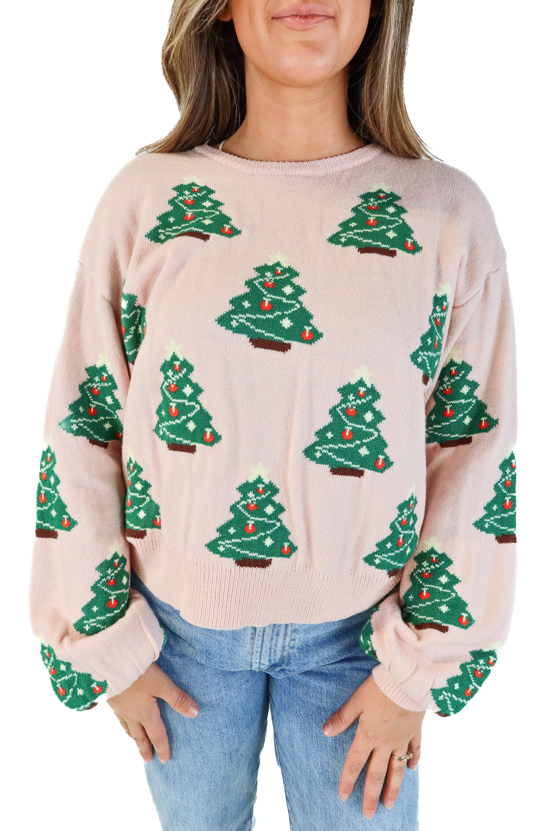 pink Christmas tree sweater (xl)