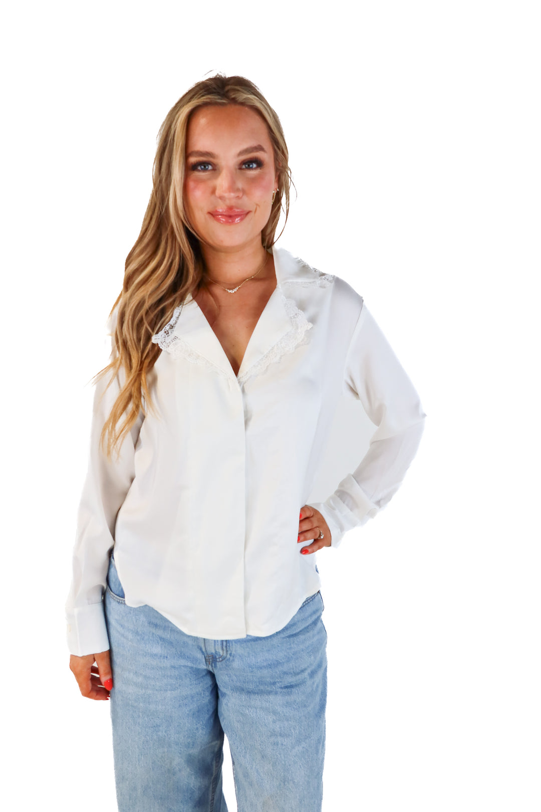 Heartloom white lace collared blouse (M; retail $68)