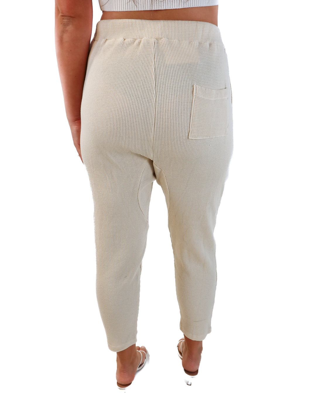 Legoe cream waffle knit joggers (1; retails for $77)